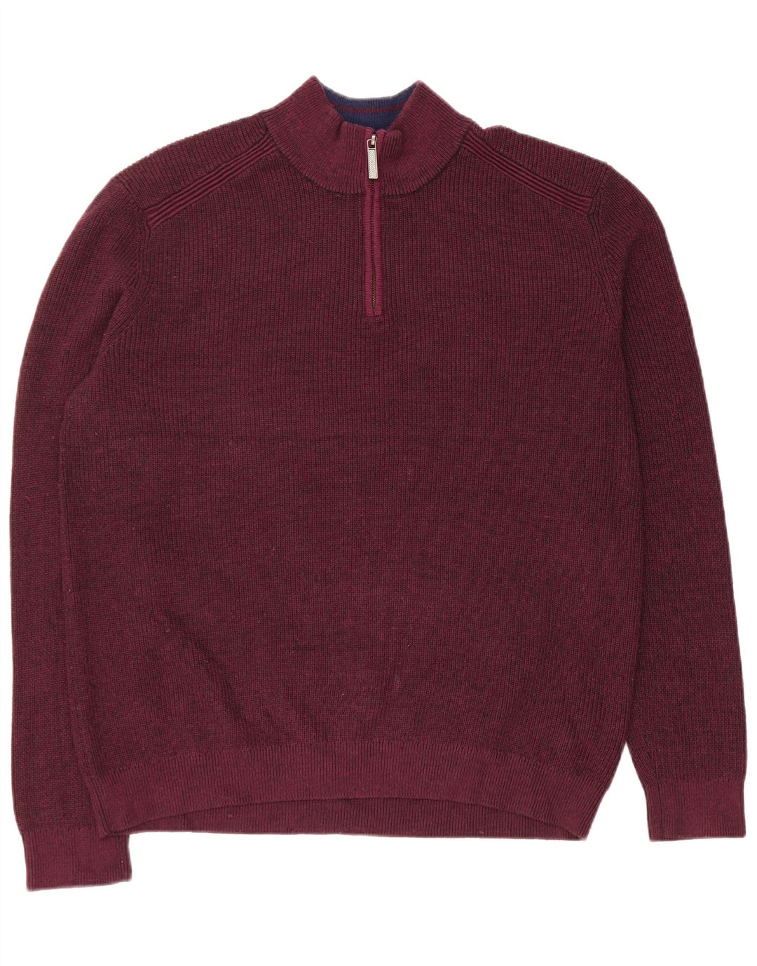 Ted Baker Mens Zip Neck Jumper Sweater Size 6 2XL Burgundy Polyester