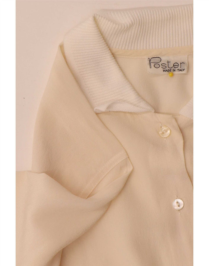 Vintage Dame Pullover Shirt IT 44 Medium Off White Colourblock
