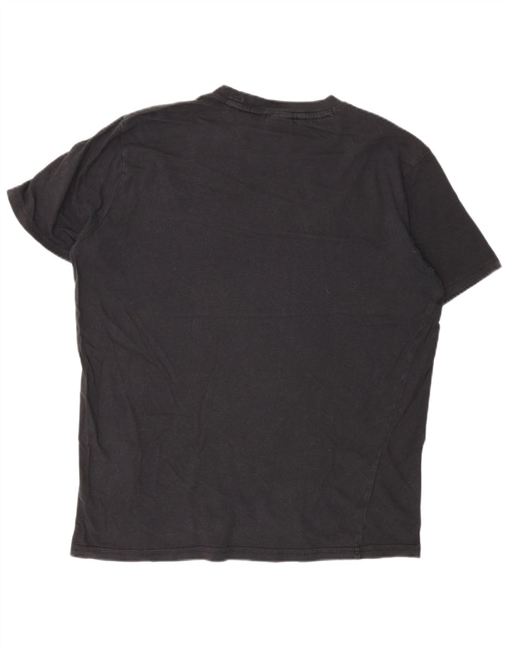 Champion Mens Graphic T-Shirt Top Medium Black Cotton