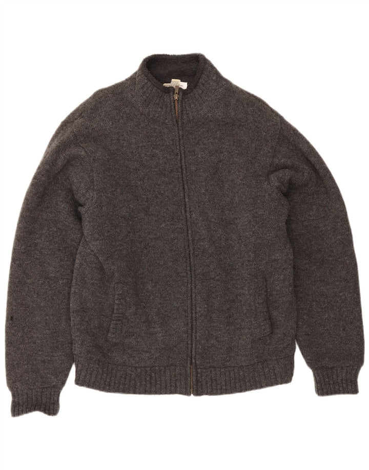 L.L.Bean Mens Sherpa Cardigan Sweater Medium Grey Lambswool