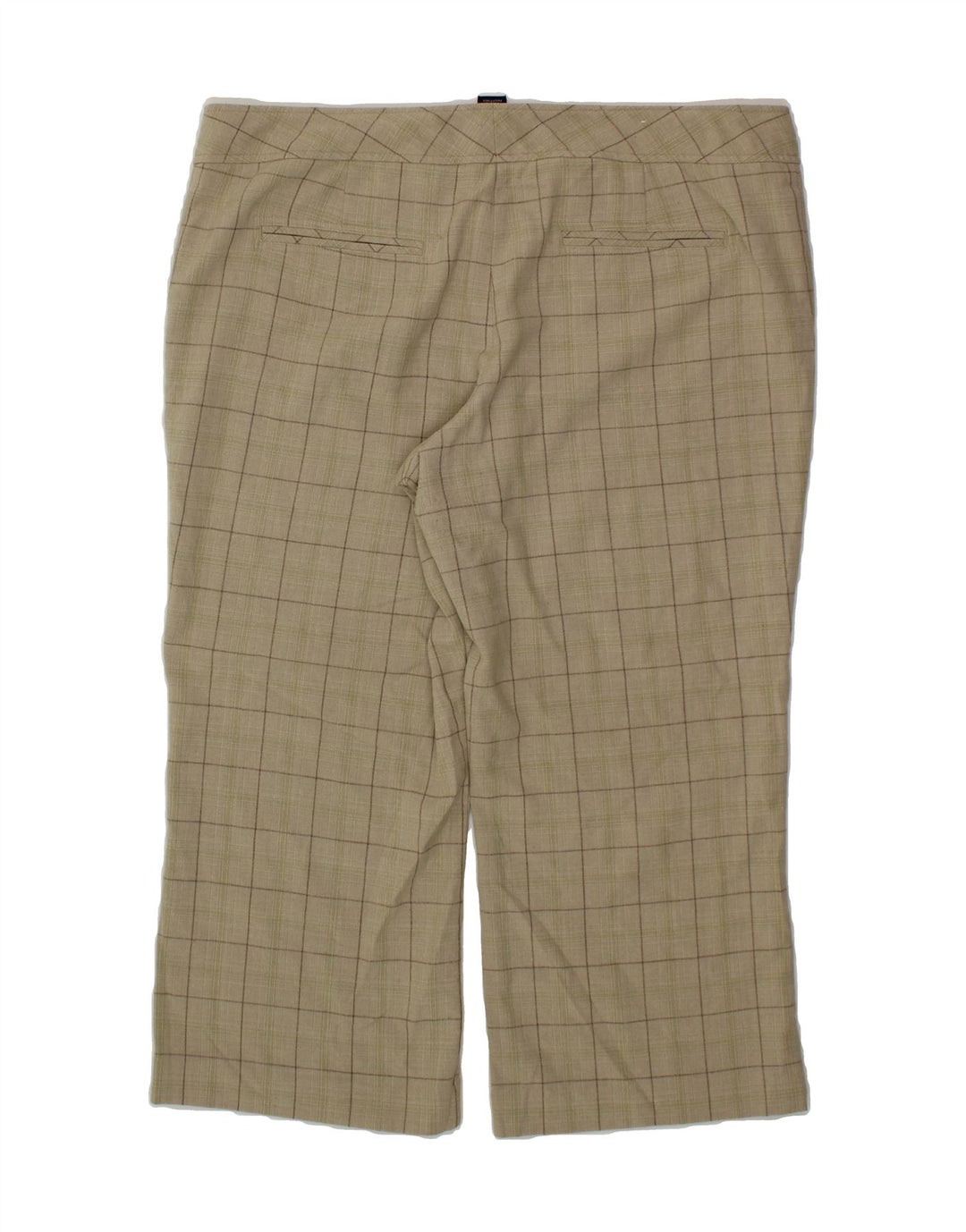 MOSSIMO Womens Capri Trousers US 16 2XL W38 L24 Beige Check Polyester Vintage Mossimo and Second-Hand Mossimo from Messina Hembry 