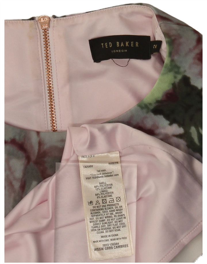 TED BAKER Abito tubino da donna taglia 2 Piccolo poliestere floreale multicolore