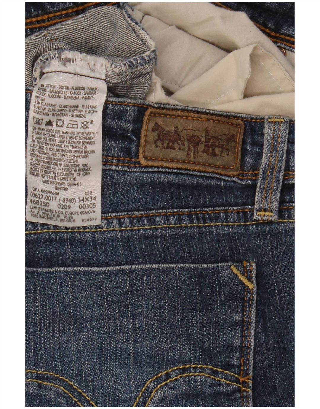 Levi's Womens 627 Straight Jeans W34 L30 Blue Cotton