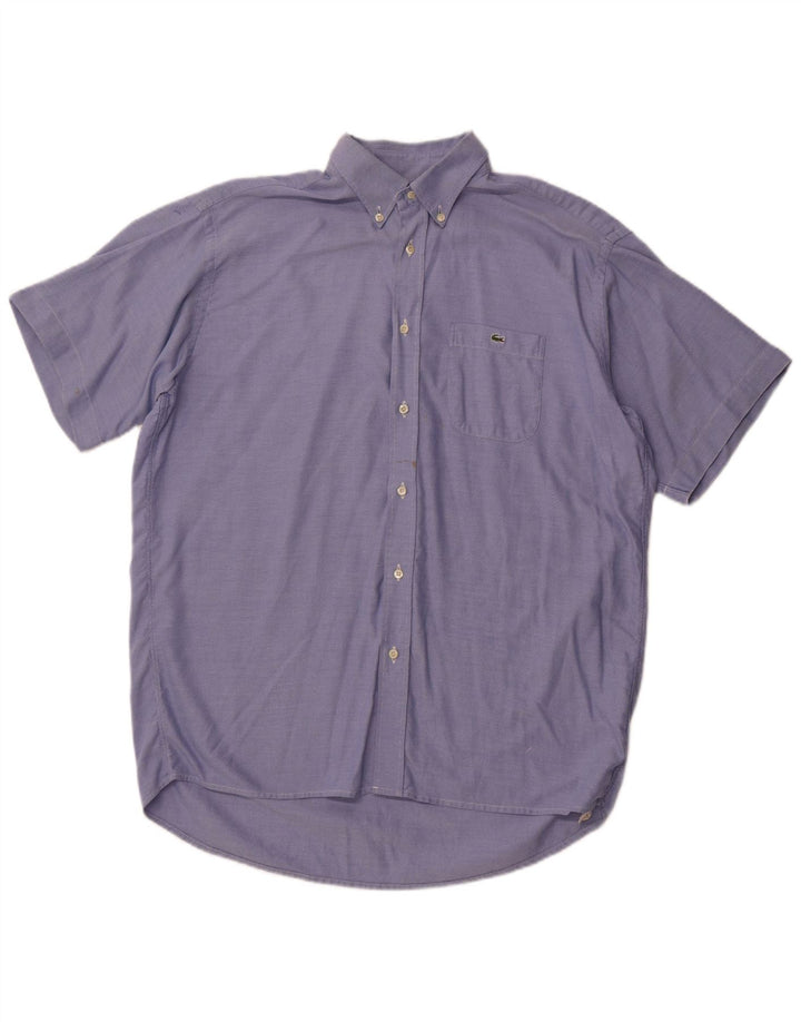 LACOSTE Mens Short Sleeve Shirt Size 41 Large Blue Cotton