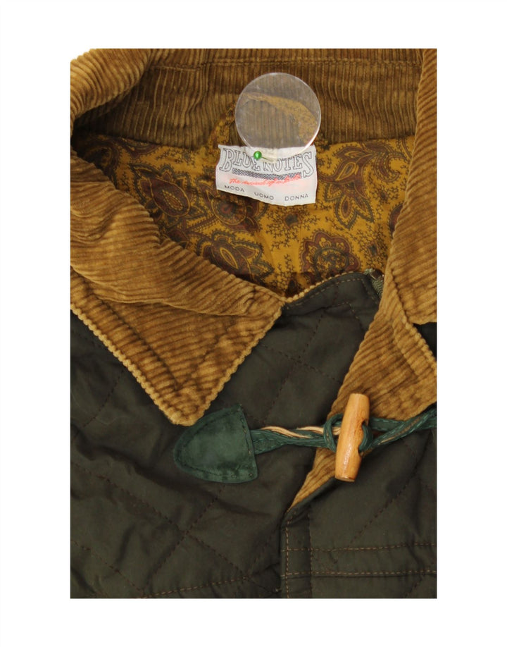 Blue Notes Mens Hooded Quilted Duffle Coat IT 52 XL Green Polyester