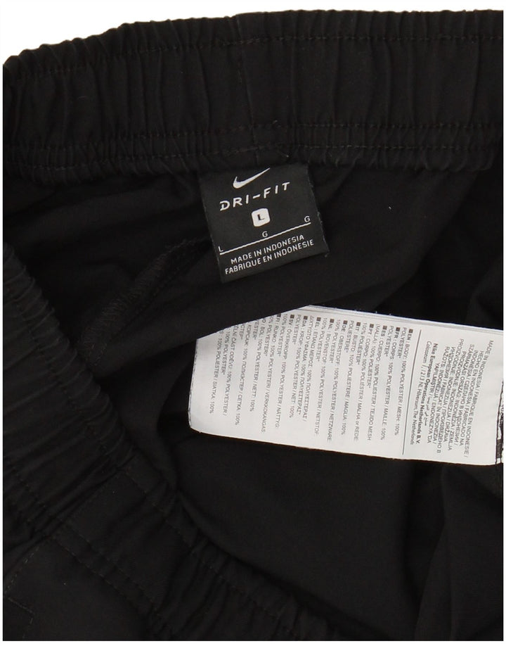 NIKE Mens Dri Fit Tracksuit Trousers Large  Black Colourblock Polyester