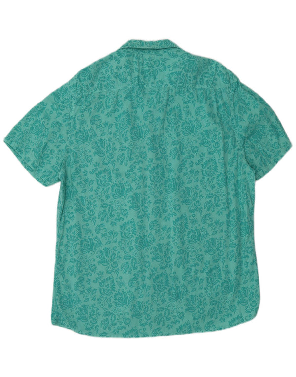 Scorpion Bay Mens Short Sleeve Shirt Large Turquoise Floral Cotton
