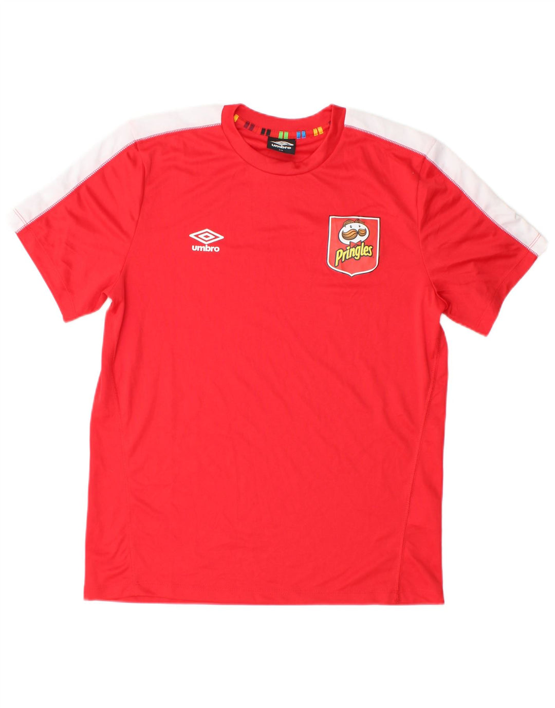 UMBRO Mens T-Shirt Top Small Red Colourblock Polyester