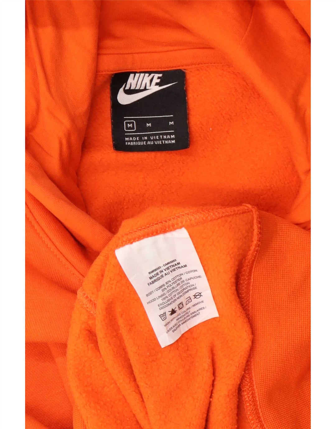 Nike Mens Hoodie Jumper Medium Orange Cotton