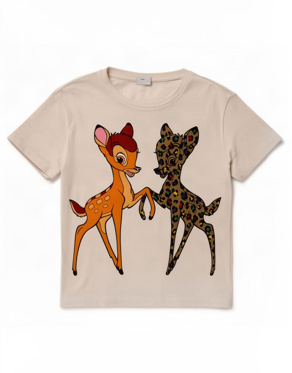 T-shirt grafica Benetton da donna Disney Top UK 14 stampa animalier bianca media