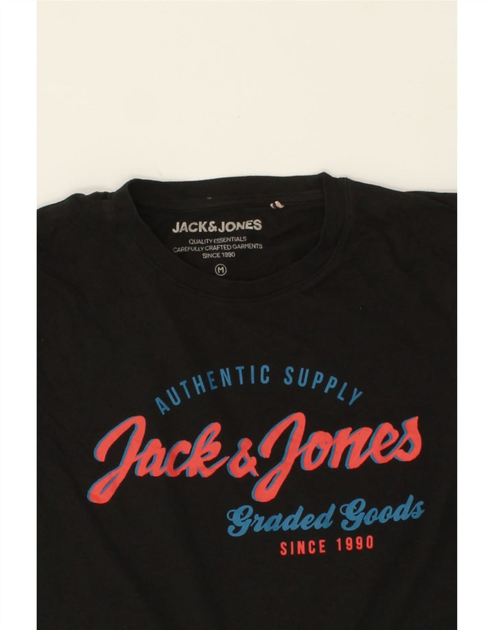 JACK & JONES Mens Graphic T-Shirt Top Medium Black Cotton Vintage Jack & Jones and Second-Hand Jack & Jones from Messina Hembry 