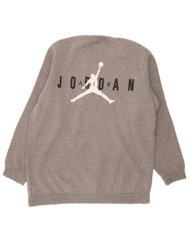 Jordan Mens Graphic Sweatshirt Jumper Large Grey Colourblock Cotton
