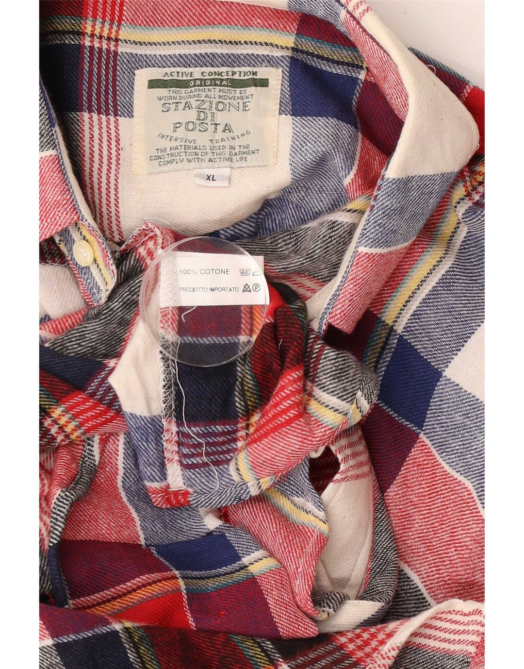 Vintage Mens Flannel Shirt XL Multicoloured Check Cotton