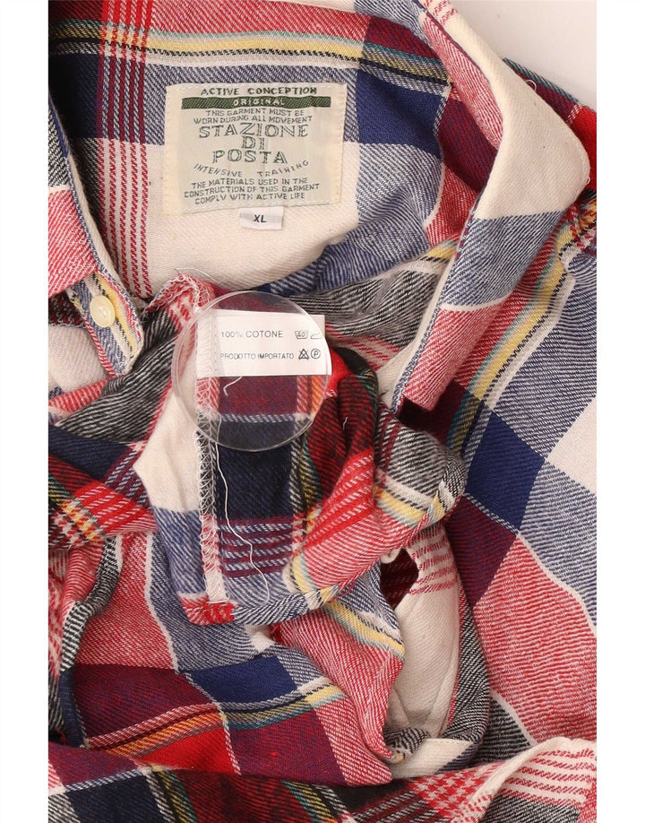 Vintage Mens Flannel Shirt XL Multicoloured Check Cotton