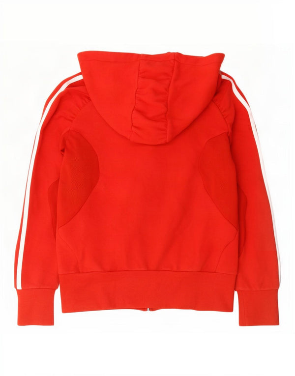Adidas Womens Climalite Graphic Zip Hoodie Sweater UK 12 Medium Red Cotton