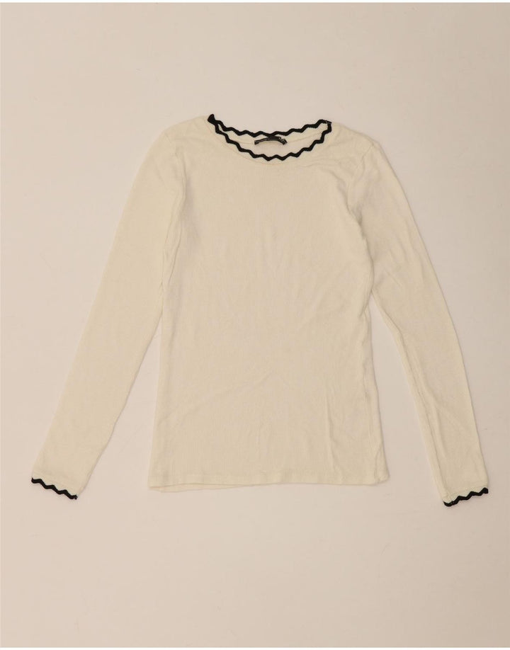 Zara Womens Crop Top Long Sleeve UK 8 Small White