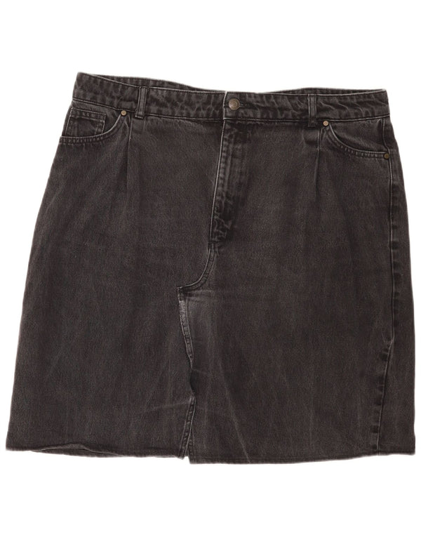 John Lewis Jupe en jean pour femme UK 18 XL W38 Coton noir