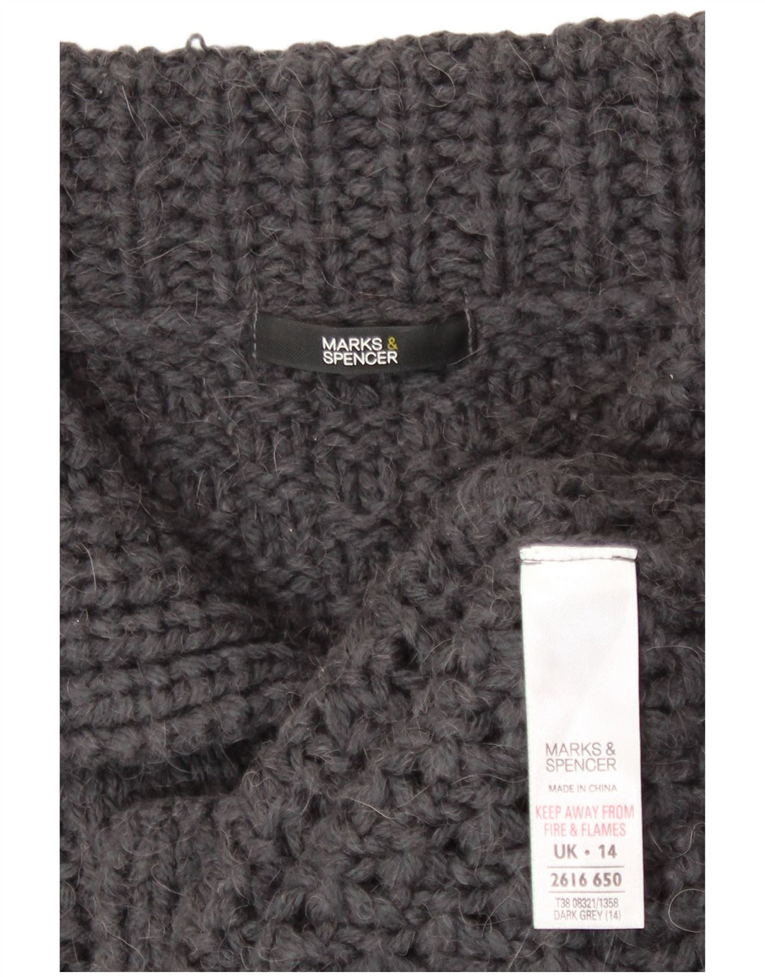 Marks & Spencer Womens Cardigan Sweater UK 14 Medium Grey Acrylic