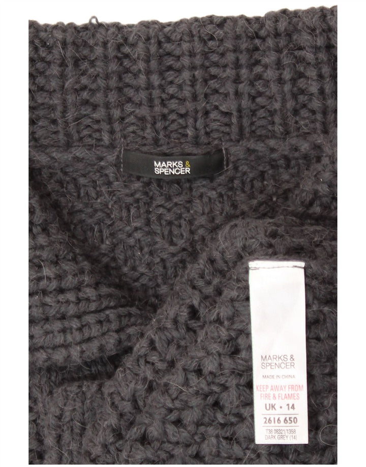 Marks & Spencer Womens Cardigan Sweater UK 14 Medium Grey Acrylic