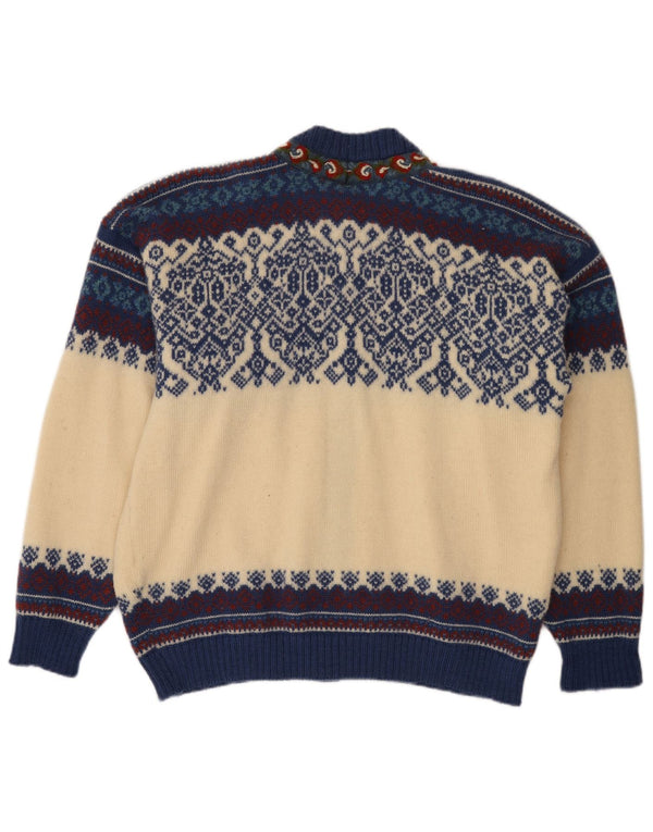 Vintage herre cardigan sweater Large Off White Fair Isle