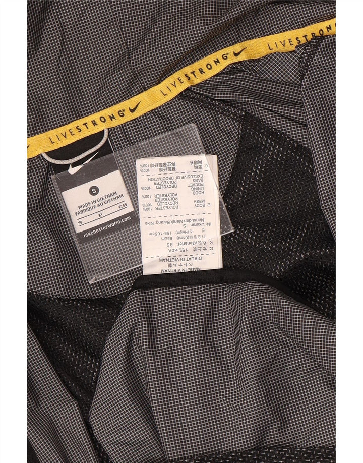 Nike Regnjakke med hætte til mænd UK 36 Small Grey Gingham Polyester