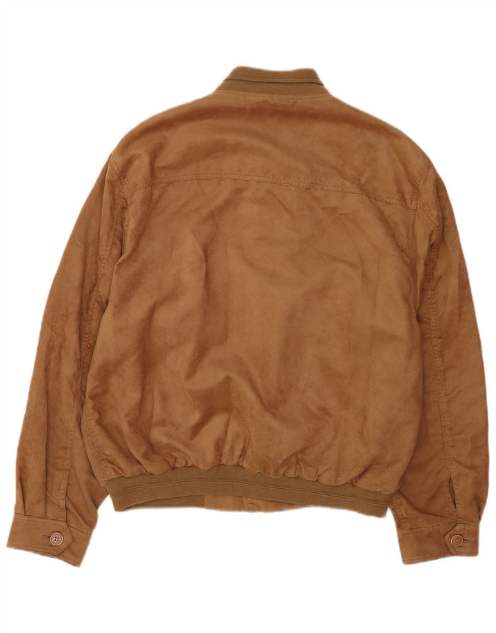 Vintage Mens Suede Bomber Jacket UK 40 Large Beige