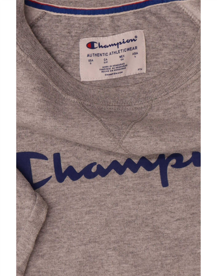 Champion Mens Graphic Sweatshirt Jumper Small Grey Cotton