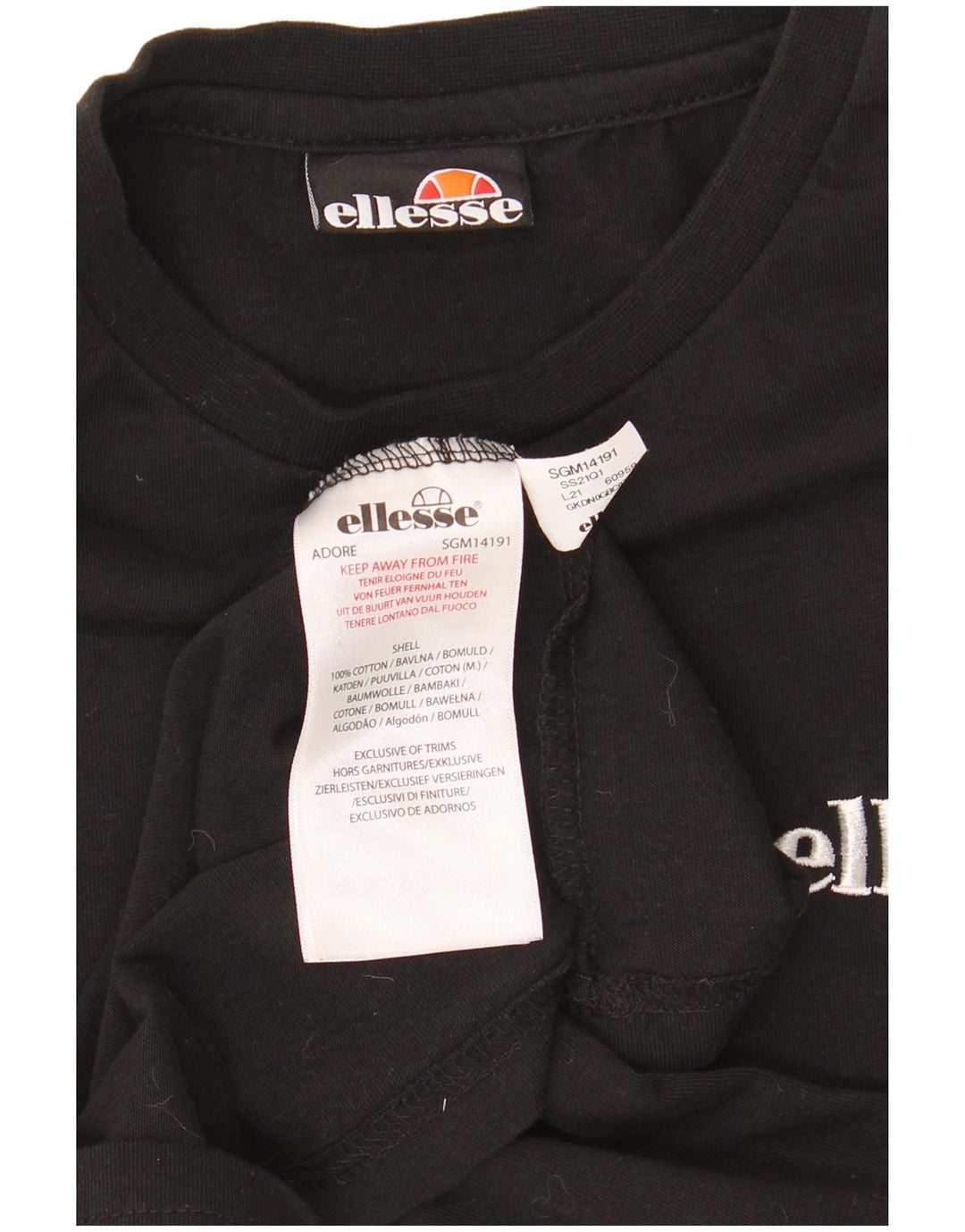 ELLESSE Mens T-Shirt Top Small Black Cotton