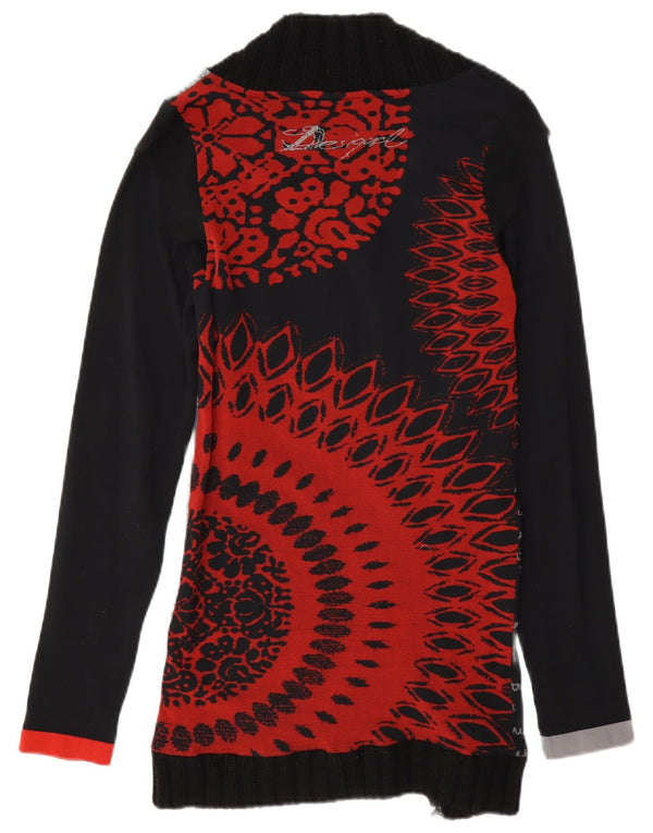 Desigual Damen-Tunika-Oberteil mit abstraktem Muster, UK 12, mittelschwarz
