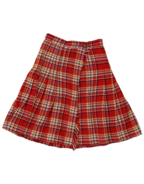 Gonna a portafoglio a pieghe vintage da donna W24 XS scozzese rossa