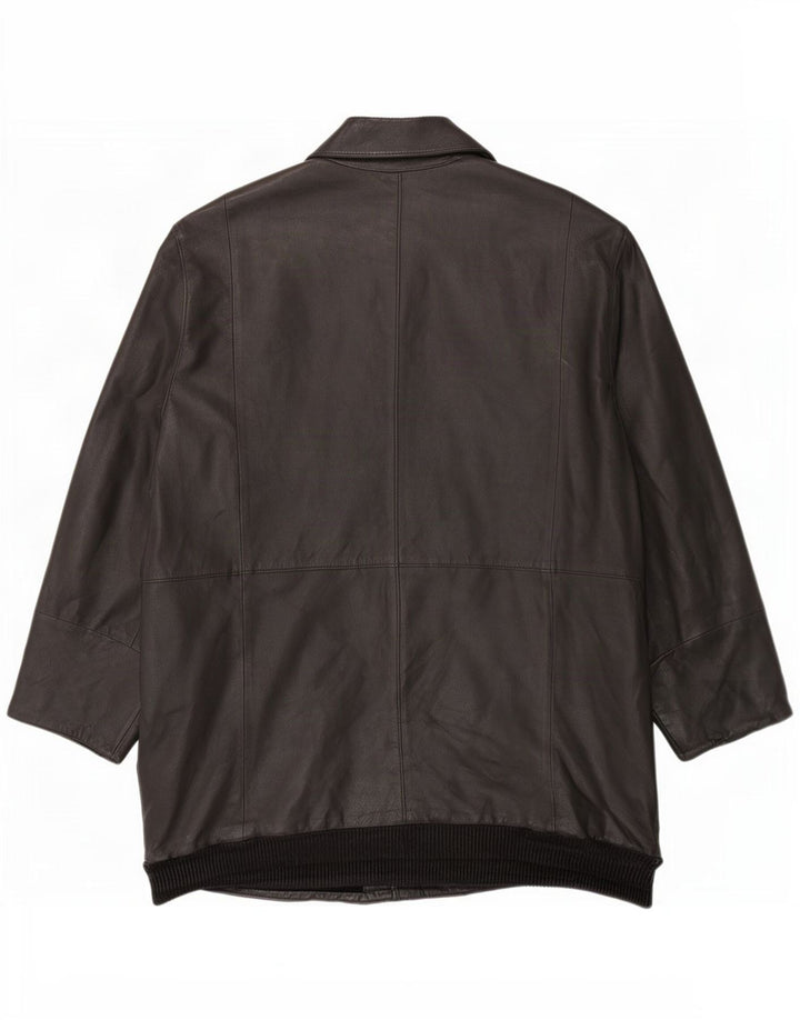 Vintage Mens Leather Coat UK 42 XL Black