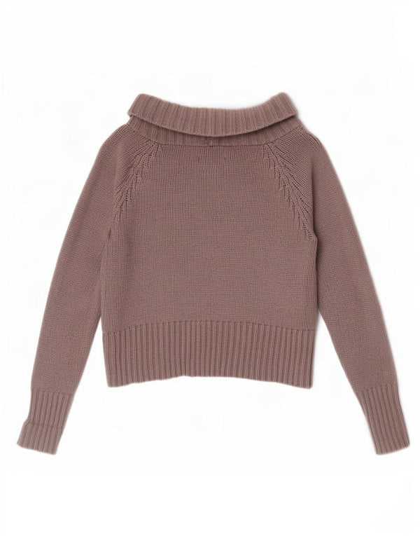 Jigsaw Womens Crop 3/4-ærmet wrap cardigan sweater UK 14 Medium Brun