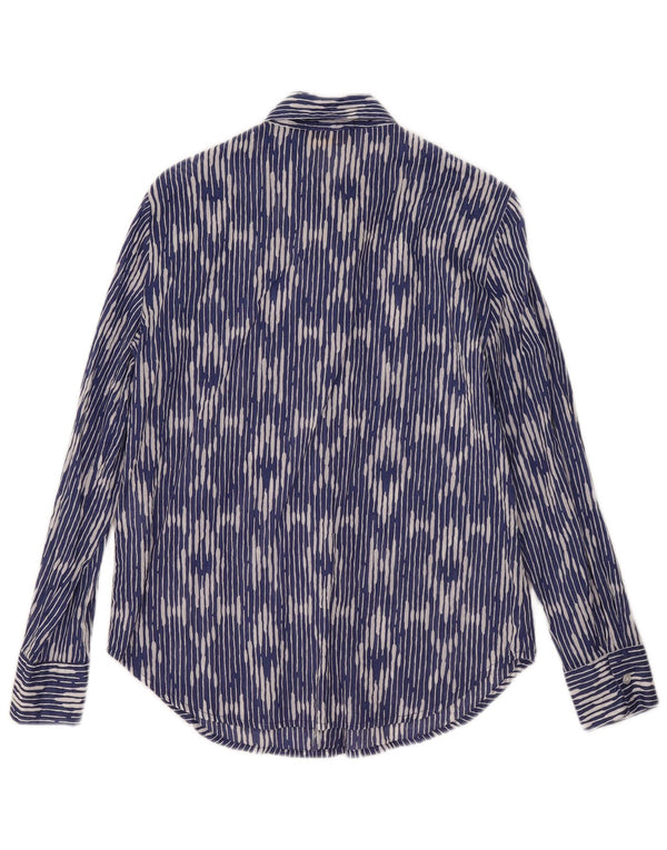 Piombo Womens Shirt UK 10 Small Blue Ikat Cotton
