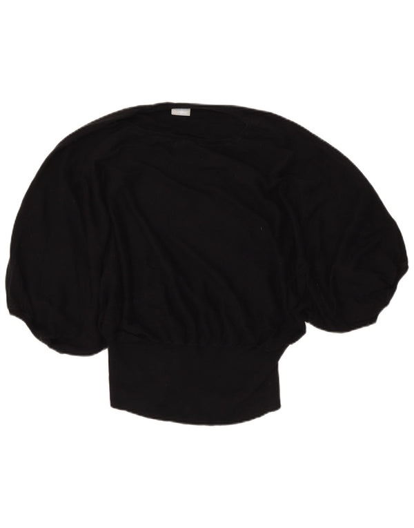 Oasis Damen-Pullover mit kurzen Ärmeln und U-Boot-Ausschnitt, Gr. 10, Größe S, Schwarz, Baumwolle