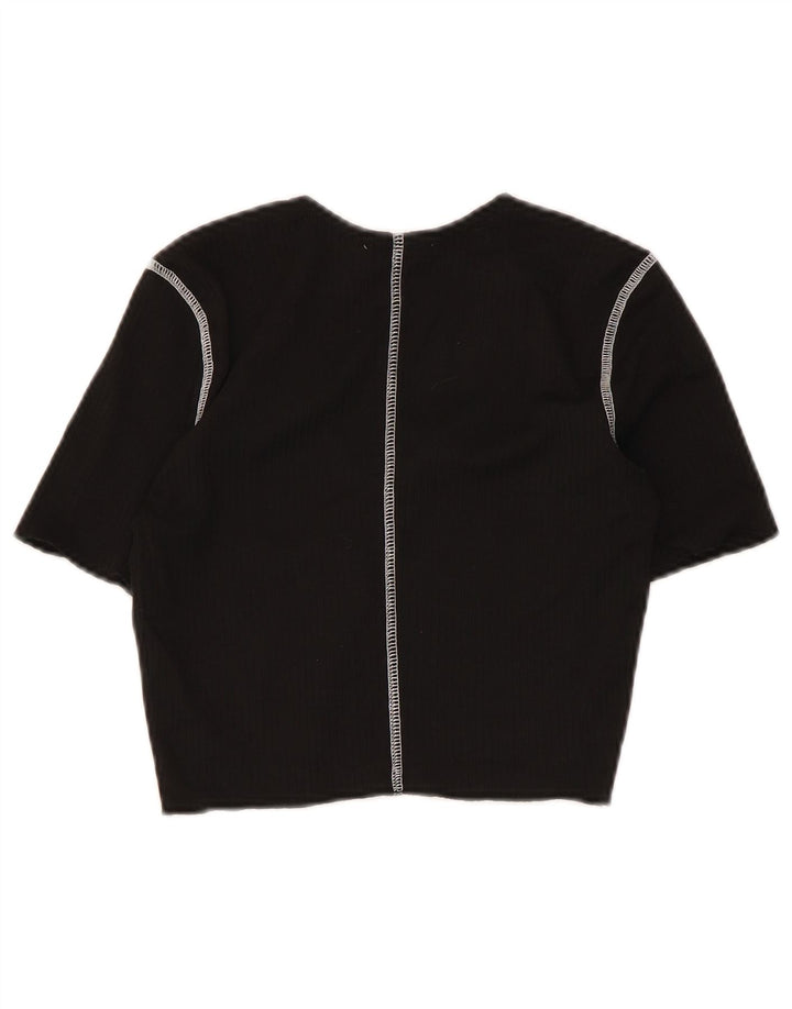Zara Womens Crop Blouse Top UK 8 Small Black