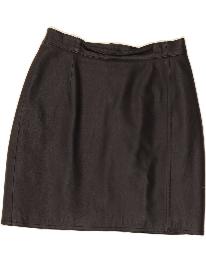 VINTAGE Womens Mini Leather Skirt IT 42 Medium W28  Black Leather Vintage Vintage and Second-Hand Vintage from Messina Hembry 