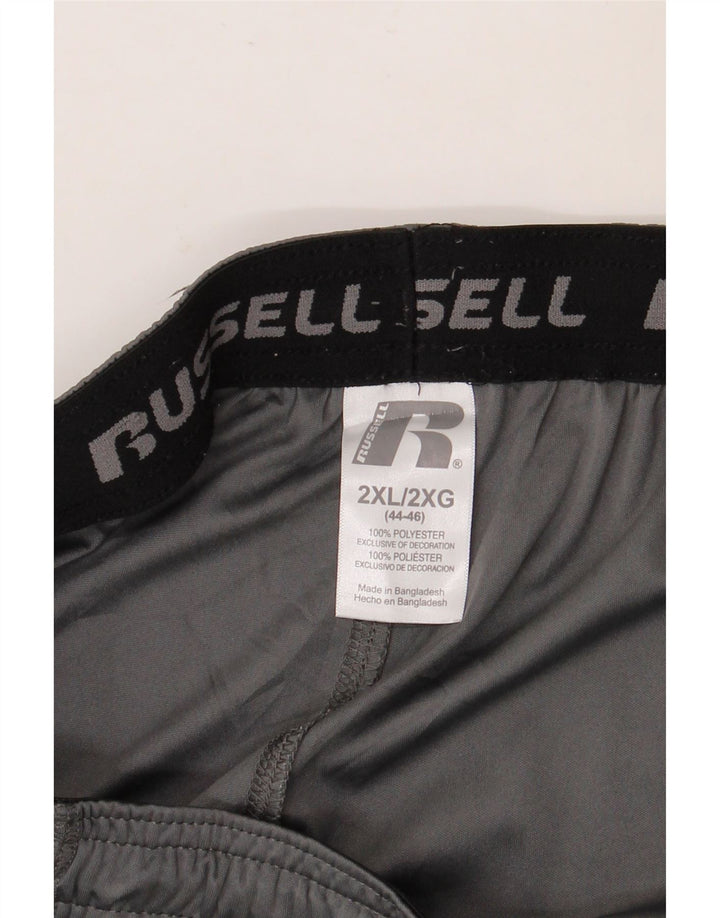 RUSSELL ATHLETIC Mens Sport Shorts 2XL  Grey Colourblock Polyester