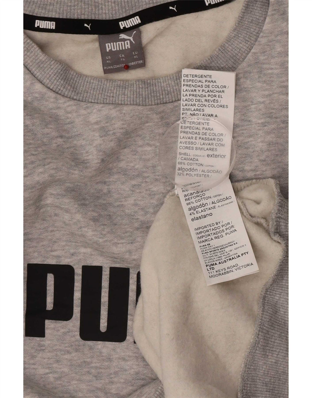 Puma Mens Graphic Sweatshirt Jumper XL Grey Flecked Cotton