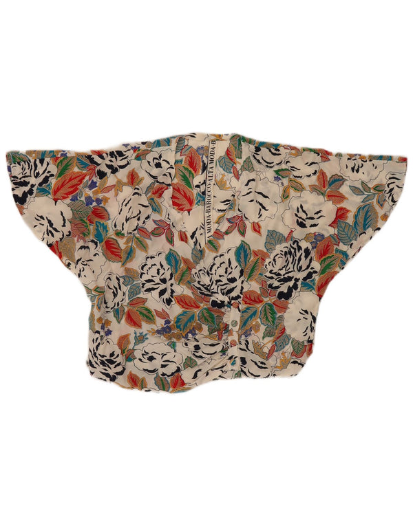 Bluzka damska Vintage Crop Batwing UK 14 Średnia, wielobarwna, w kwiaty