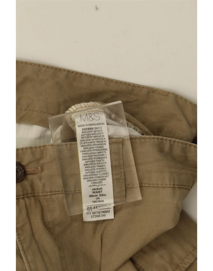 Marks & Spencer Mens Cargo Shorts W34 Large Beige Cotton