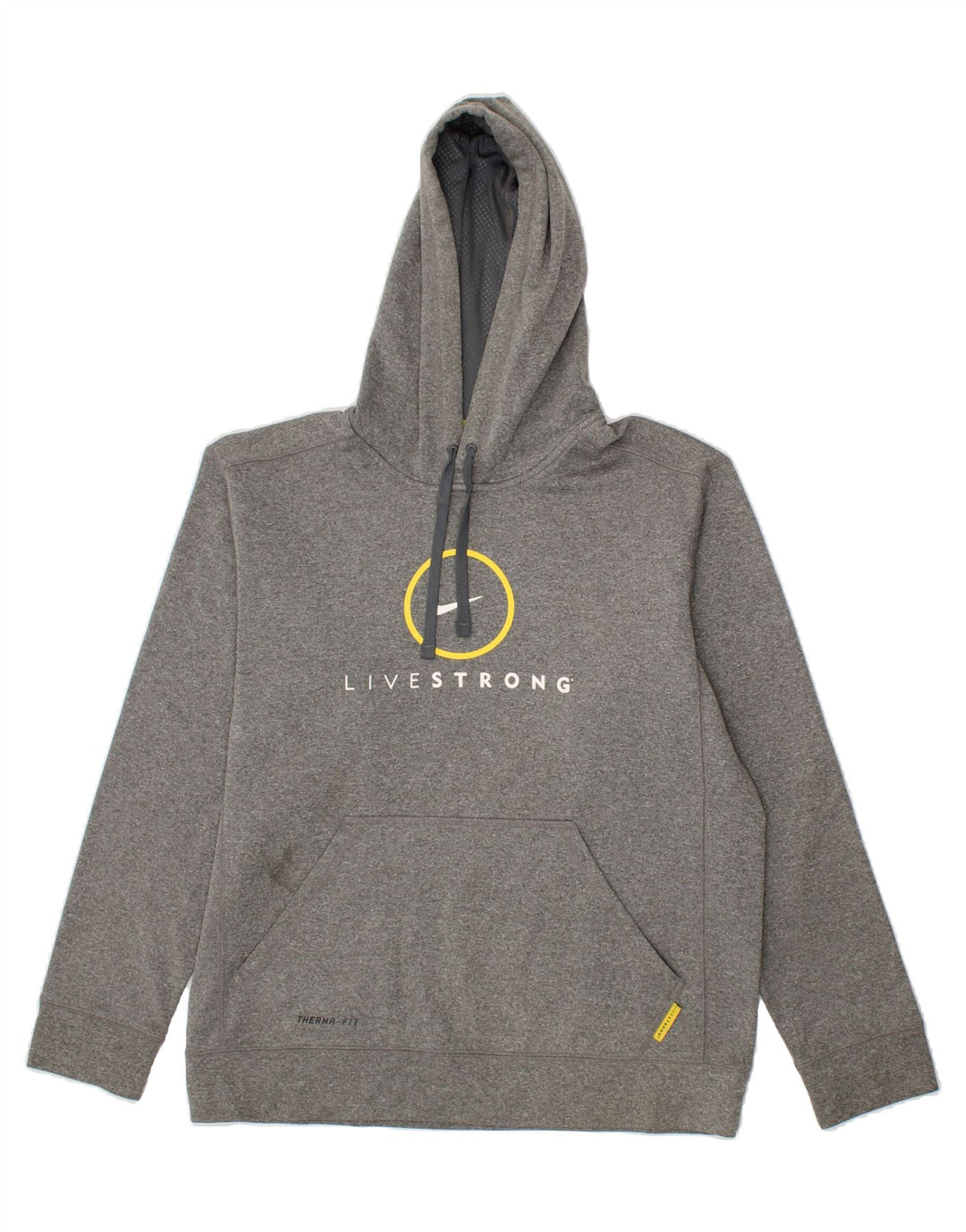 NIKE Mens Therma-Fit Graphic Hoodie Jumper Medium Grey Polyester Vintage Nike and Second-Hand Nike from Messina Hembry 