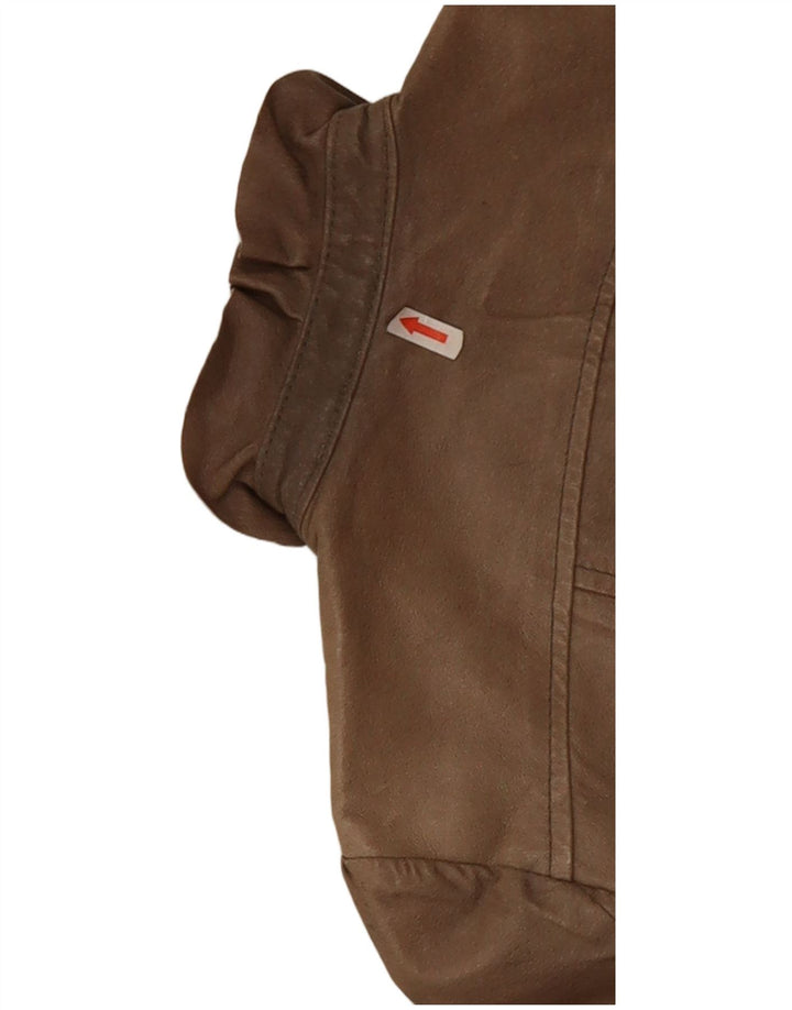 Vintage ženska crop kožna jakna UK 10 Mala bež