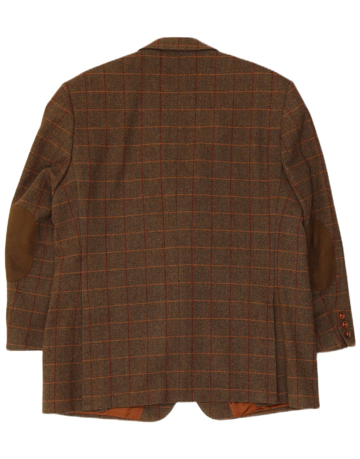 Klotz Mens 2 Button Blazer Jacket UK 42 XL Brown Herringbone Wool