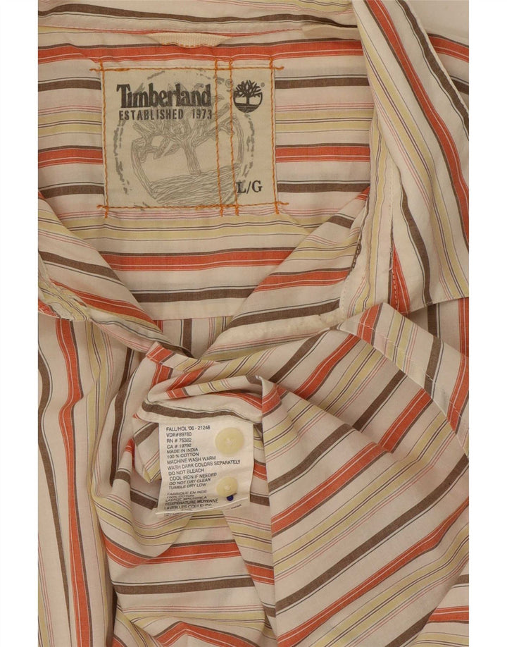 Camicia da uomo Timberland grande in cotone a righe multicolori