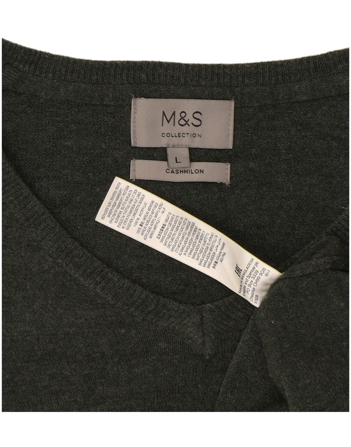 Marks & Spencer Mens V-Neck Jumper Sweater Large Green