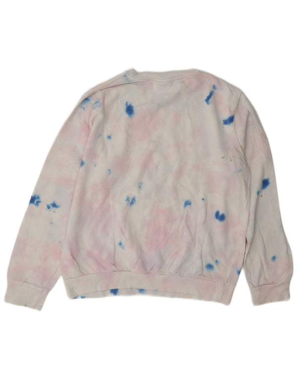 Ellesse Womens Grafisk Sweatshirt Jumper UK 12 Medium White Tie Dye Bomuld