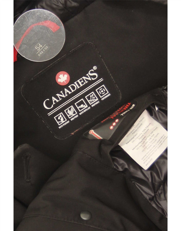 Canadian Womens Hooded Overcoat IT 54 3XL Black Polyester