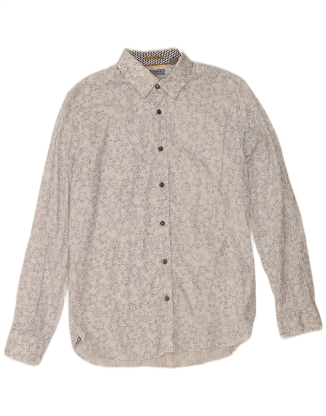 Ted Baker Herrenhemd, Größe 3, mittelgroß, weiße Baumwolle mit Blumenmuster
