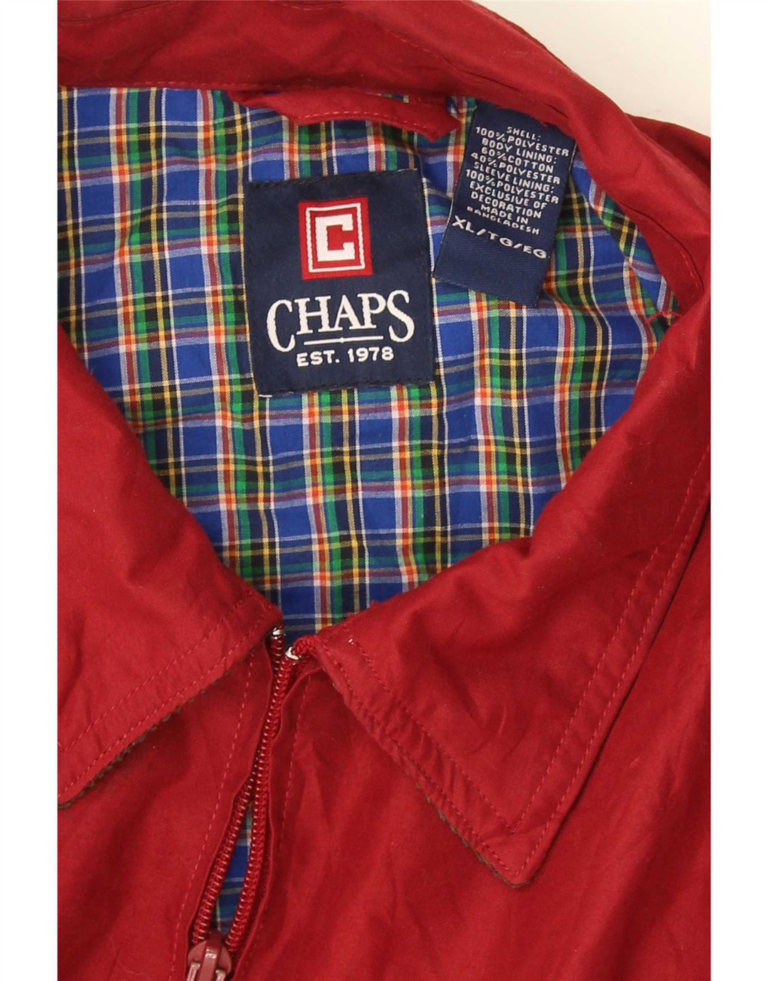 Jaqueta bomber masculina Chaps UK 42 XL poliéster vermelho