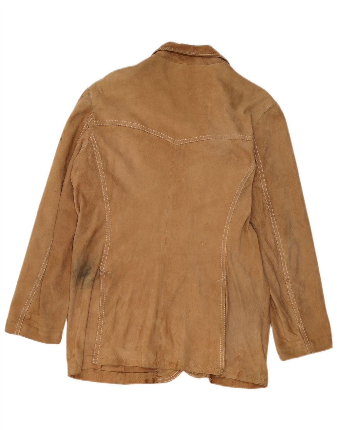 Vintage Womens 3 Button Suede Blazer Jacket UK 14 Medium Beige